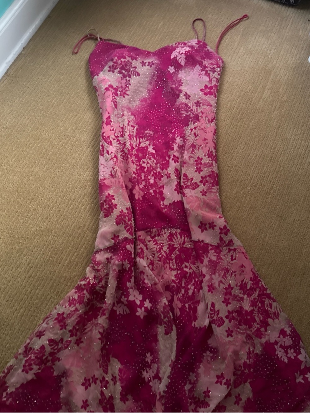 silk pink dress with pads